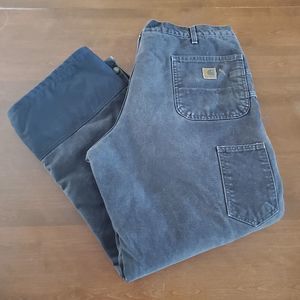 Carhartt Pants Mens 40x30 Double Knee Insulated Lined Canvas Cargo Workwear Brow